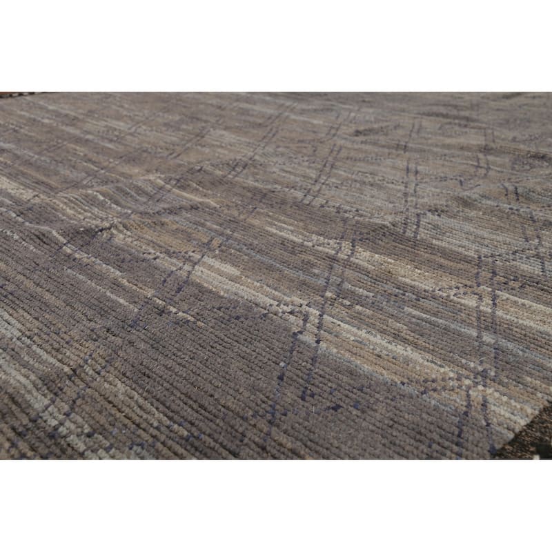 All-Over Trellis Moroccan Abstract Area Rug Hand-Knotted Wool Carpet - 9'1"x 13'4"
