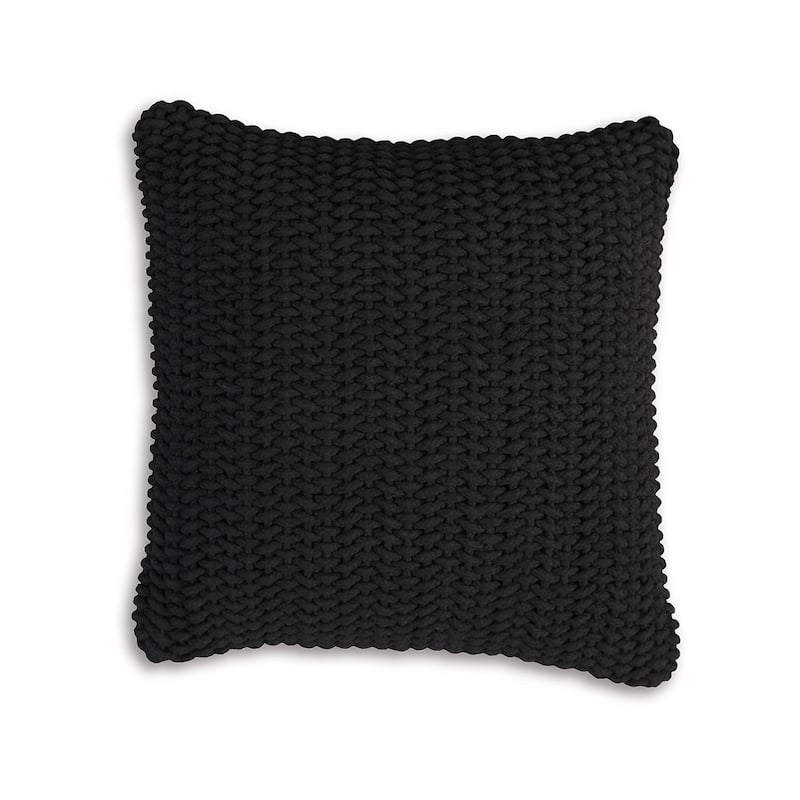 Accent Throw Pillow Set of 4, 20 Inch Square, Handwoven Black Cotton