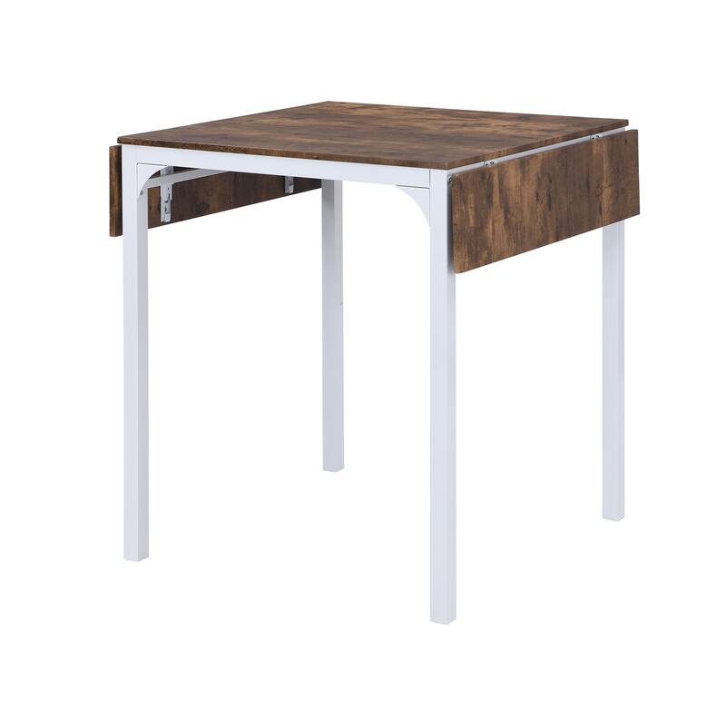 Space-Saving Farmhouse 5-Piece Drop Leaf Dining Set, Counter Height with Metal Frame and Comfortable Chairs for 4