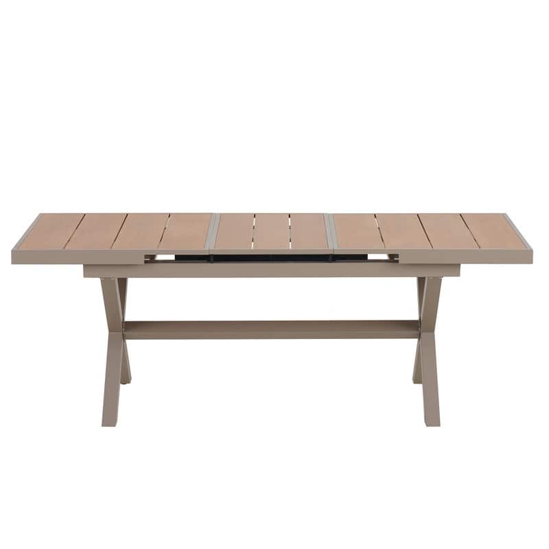 Expandable 6-Piece Outdoor Dining Set, Extending Table & Flexible Chairs