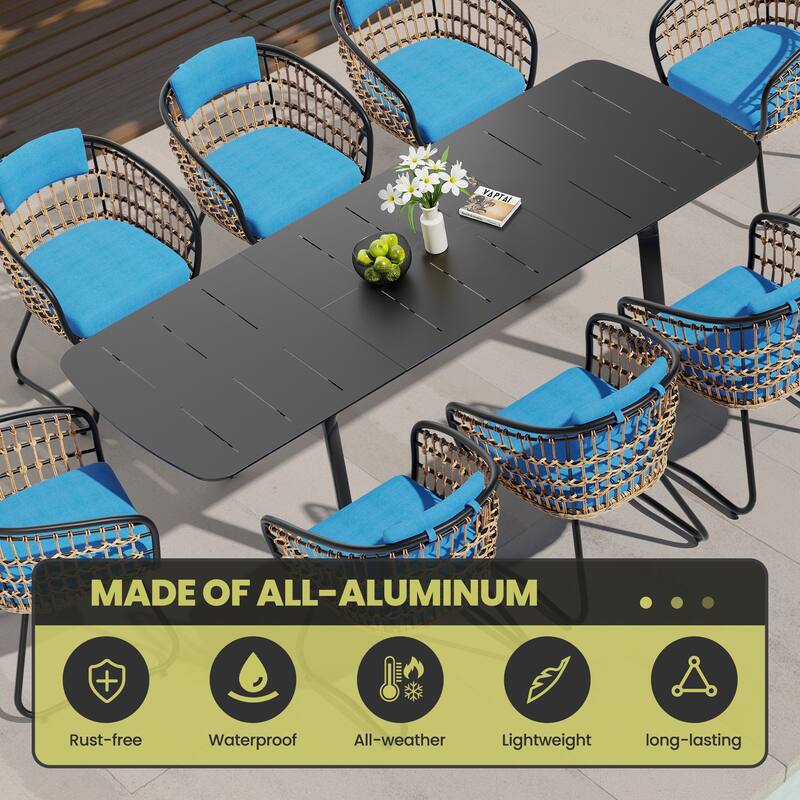 Outdoor Expandable Patio Dining Table Set Rectangular Extension Table with Chairs