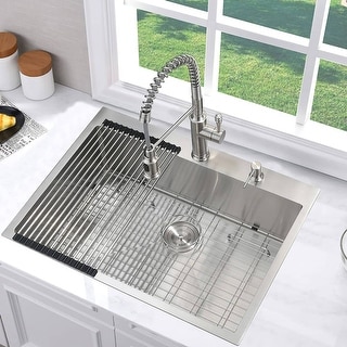 Vanityfair 30 Inch Single Bowl Stainless Steel Topmount Kitchen Sink 16 Gauge with 2 Faucet Holes