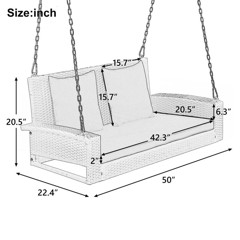 2-Person Wicker Hanging Porch Swing