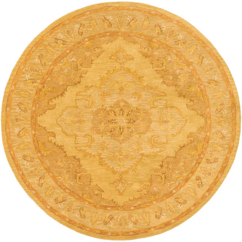 Livabliss Traditional Middleton Border Area Rug - 3'6" x 3'6" Round - Gold