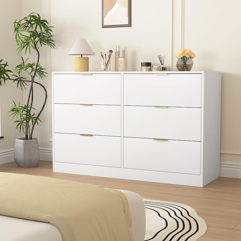 Simply Modern 6-Drawer Dresser, Chest of Drawers for Bedroom, Living Room, Hallway, and Entryway - Large Storage Cabinet