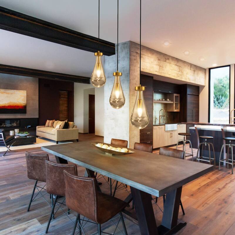 Modern Contemporary 1-Light Mini Glass Teardrop Pendant Light for Kitchen Island