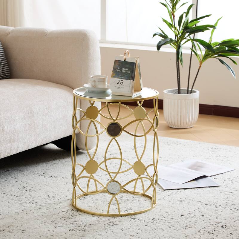 Contemporary Metallic Side Table - Slim Steel Frame With Reflective Mirror Surface‌