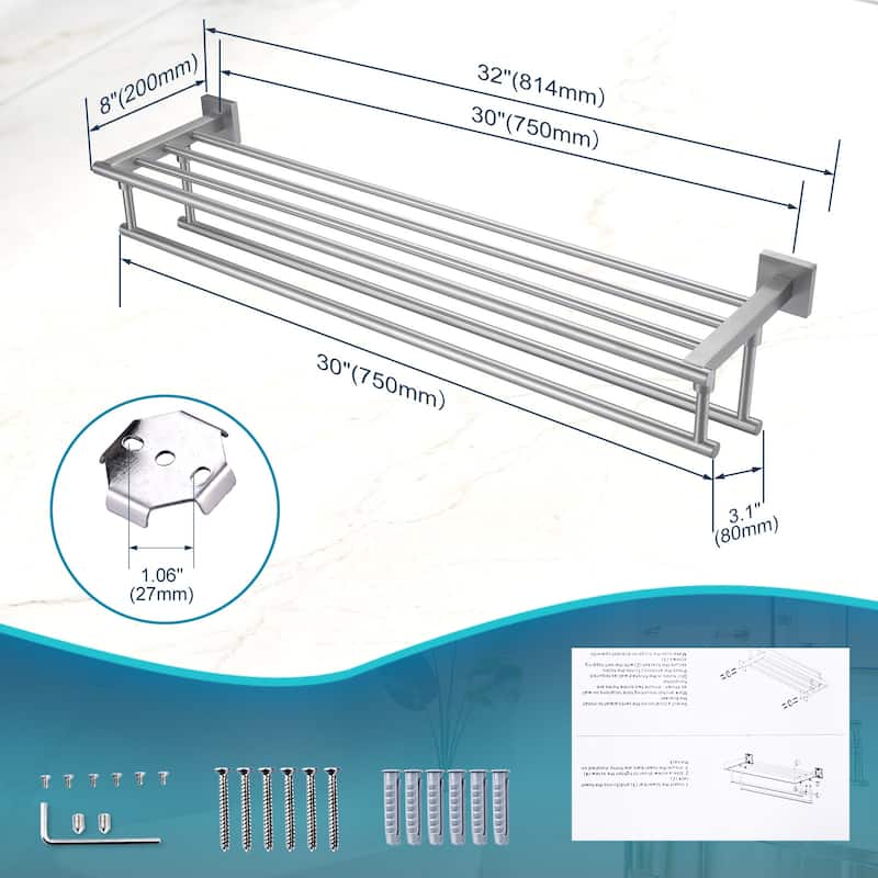 WOWOW Two Towel Holders Wall mounted Towel Rack