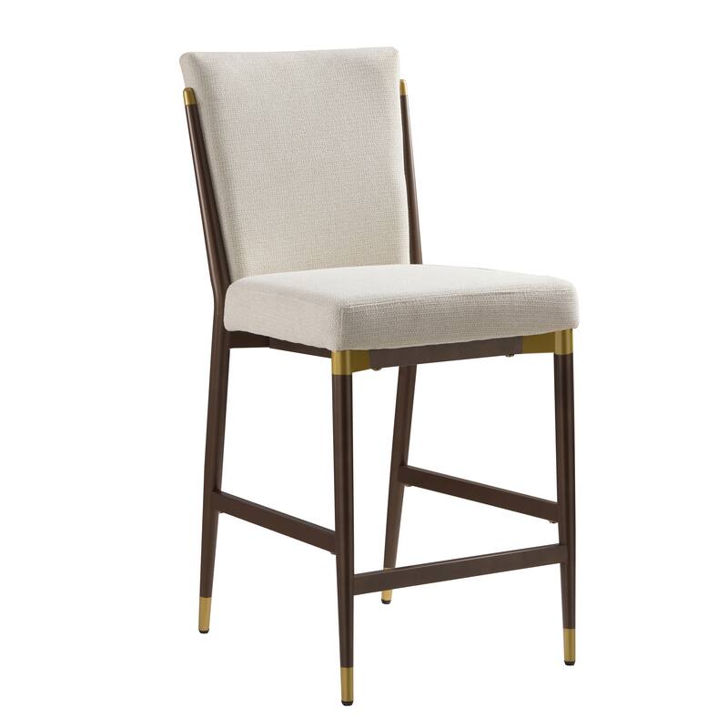 Christopher Knight Home - LuxeCraft Modern Upholstered Metal Base Counter Stool with Solid Back Design (Set of 2)