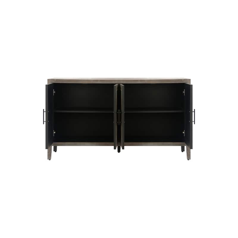 Vintage Style 4-Door Buffet Cabinet with Lacquered Accent Storage