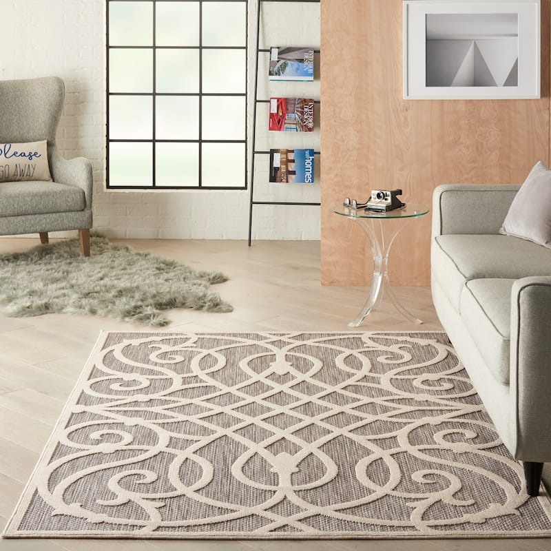 Nourison Palamos Geometric Scroll Indoor Outdoor Area Rug