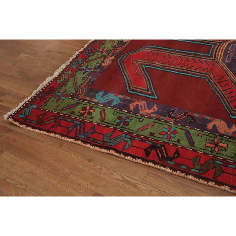 Hand Knotted Oriental 100% Wool Carpet Traditional Tribal Red Meshkin Runner Rug - 11' 5'' X 4' 4''