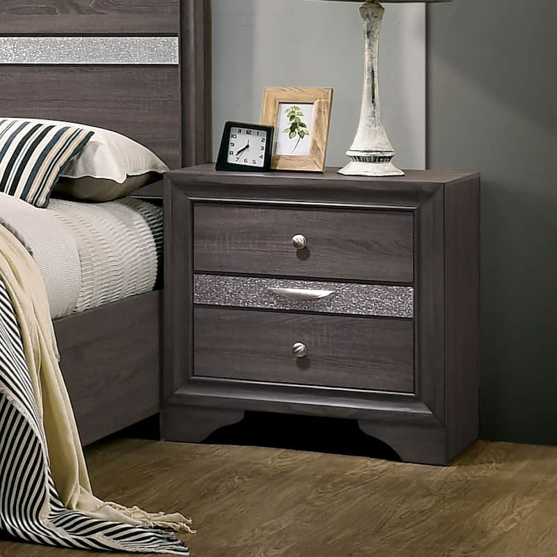 Bara Contemporary Grey Solid Wood 2-Piece Storage Platform Bedroom Set by Furniture of America