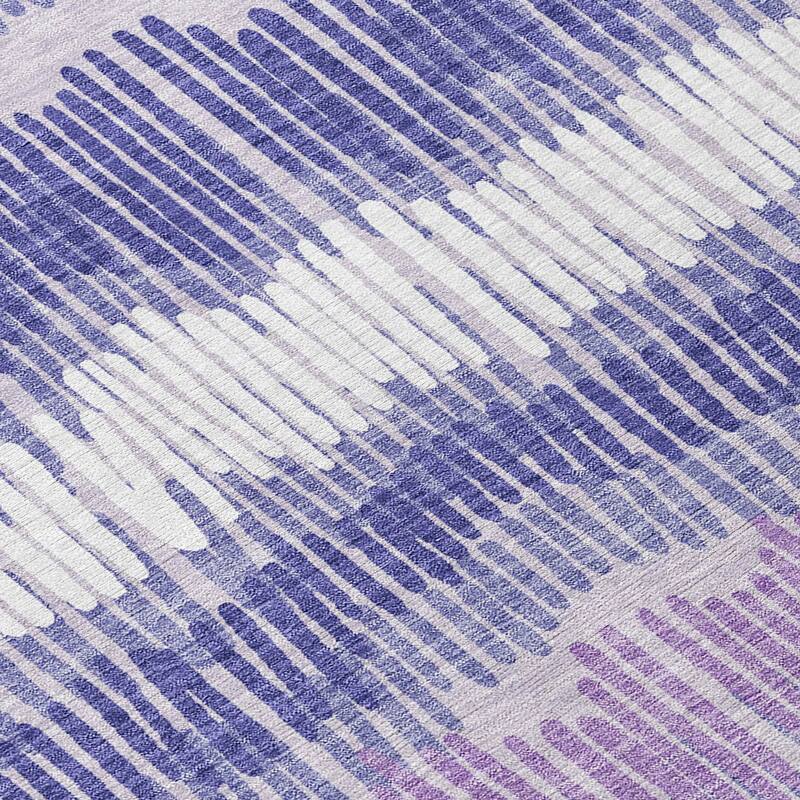 Machine Washable Indoor/ Outdoor Chantille Stripe Abstract Rug