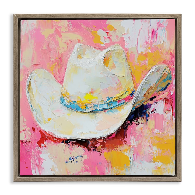Stupell Painterly Brushed Cowgirl Hat Framed Floater Canvas Wall Art Design By Heidi Kuntz - 18 x 18 - Brown