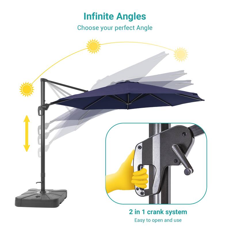 Bonosuki 11FT Patio Cantilever Umbrella With Resin Base