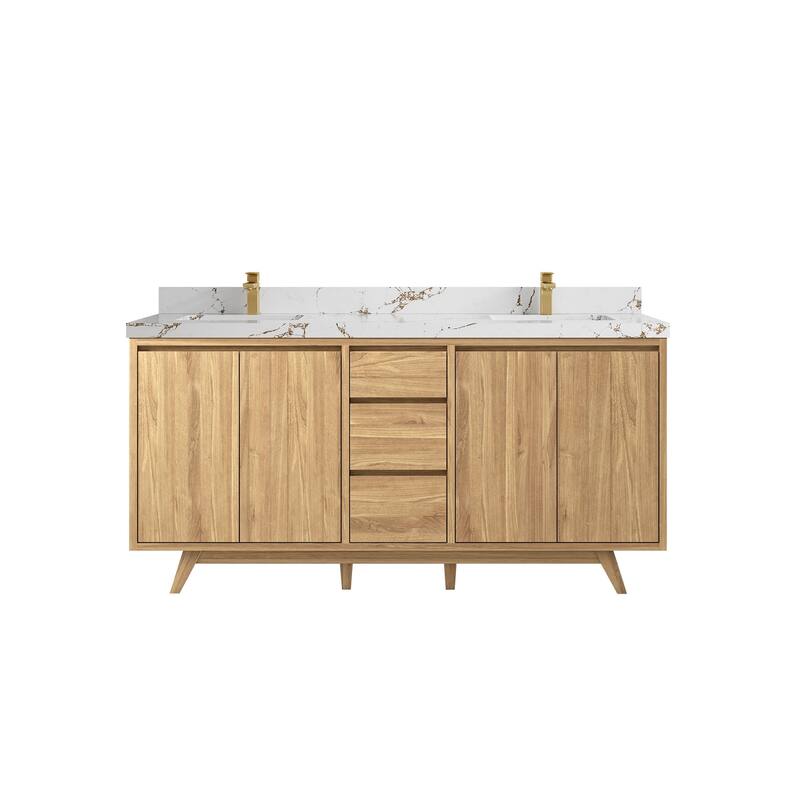 Willow Collections 60 in. W x 22 in. D Madison Teak Single Sink Bathroom Vanity with Countertop