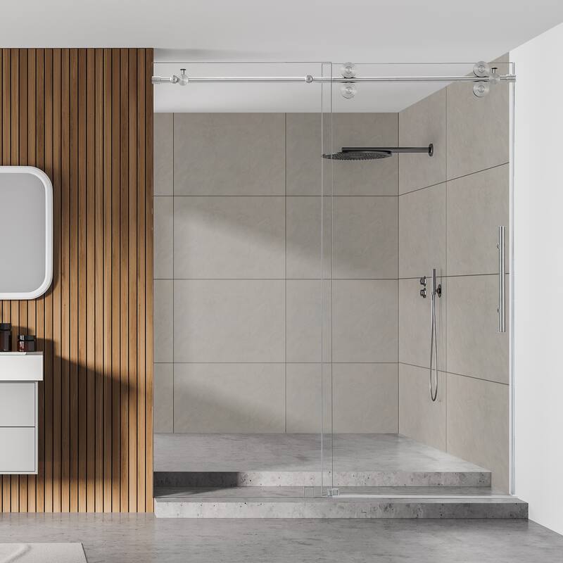 Altair Lazaro Single Sliding Frameless Shower Door with Clear Glass
