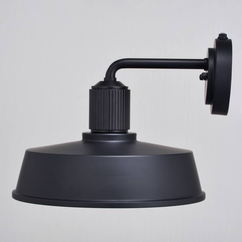 Hammond Steel 1 Light LED Compatible Dusk to Dawn Matte Black and White Industrial Outdoor Wall Lantern