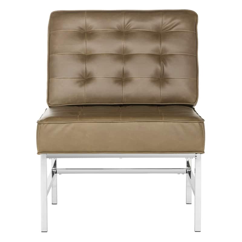 SAFAVIEH Suzan Mid-Century Modern Leather Antique Taupe Club Chair - 27.5"x30"x36" - 28Wx30Dx36H