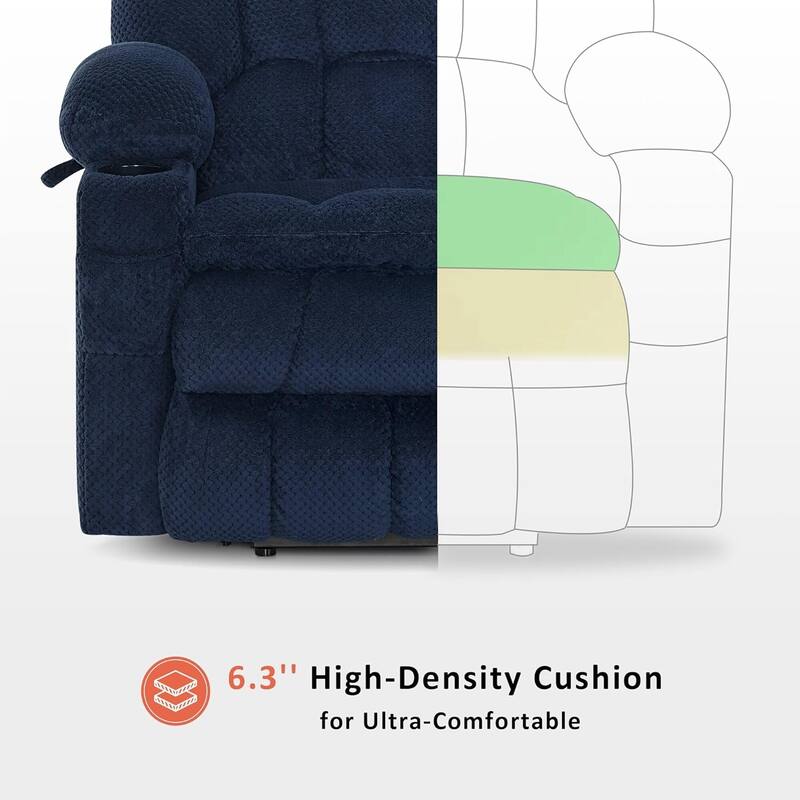 MCombo Large Dual Motor Power Lift Recliner Chair Sofa with Massage and Heat for Tall Elderly People, Fabric 7896