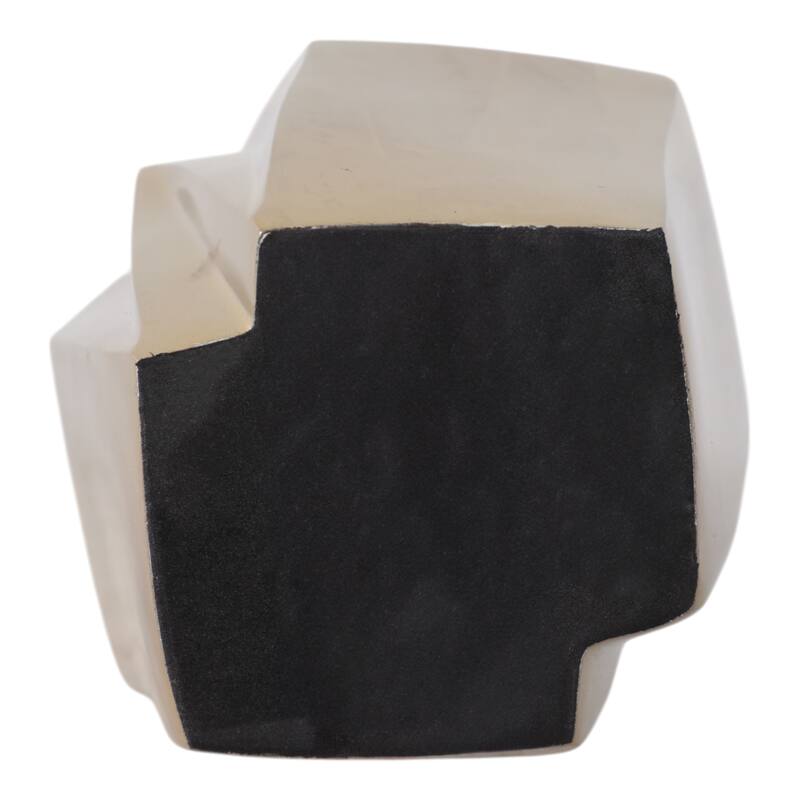 Metal and Marble Vase with Faceted Body Lid Contemporary Accent