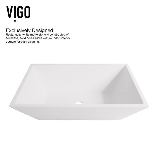Vinca White Matte Stone Vessel Bathroom Sink Set with Titus Wall Mount Faucet in Matte Black