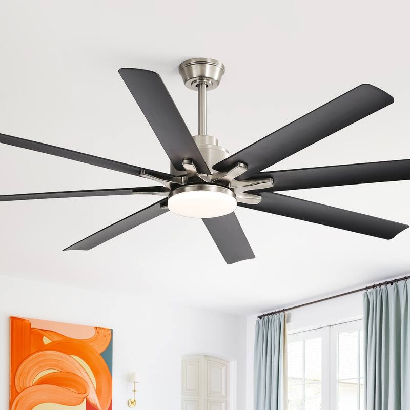 52" Reversible DC Motor Ceiling Fan with Remote/APP Control Dimmable 3-color Temperature, 8 ABS Blades Ceiling Fan Chandelier