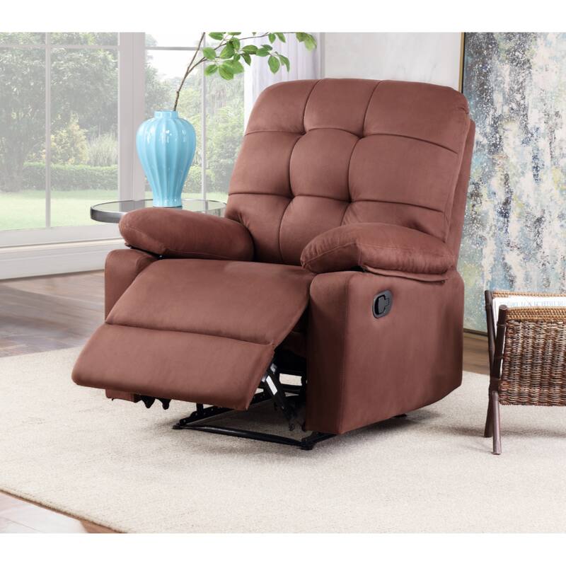 Contemporary Chocolate Color Plush Microfiber Motion Recliner Chair 1pc Couch Manual Motion Plush Armrest Tufted Back