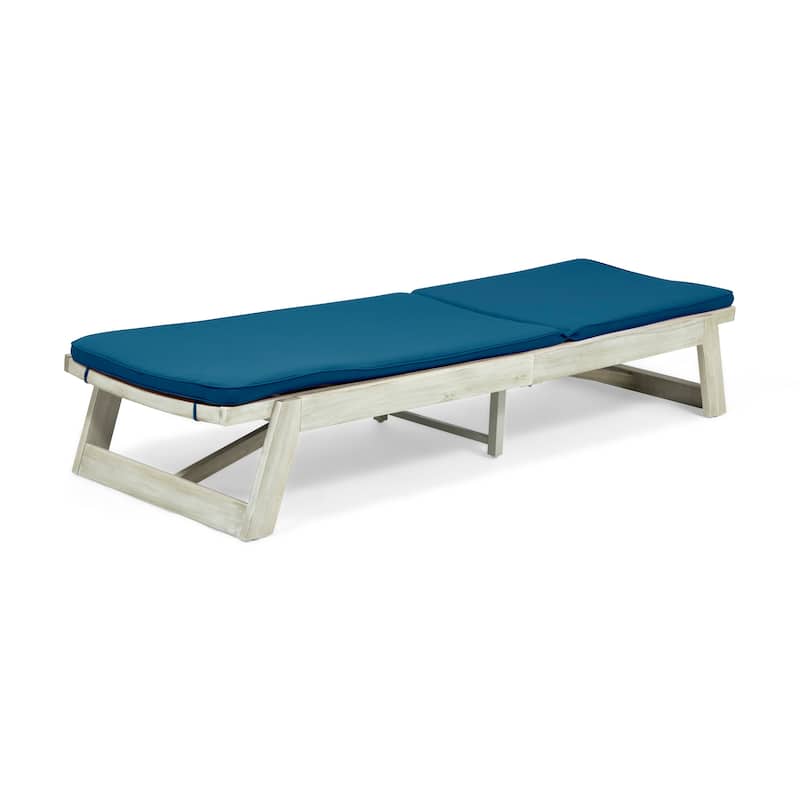 Maki Outdoor Acacia Wood Chaise Lounge and Cushion Set (Set of 2) by Christopher Knight Home