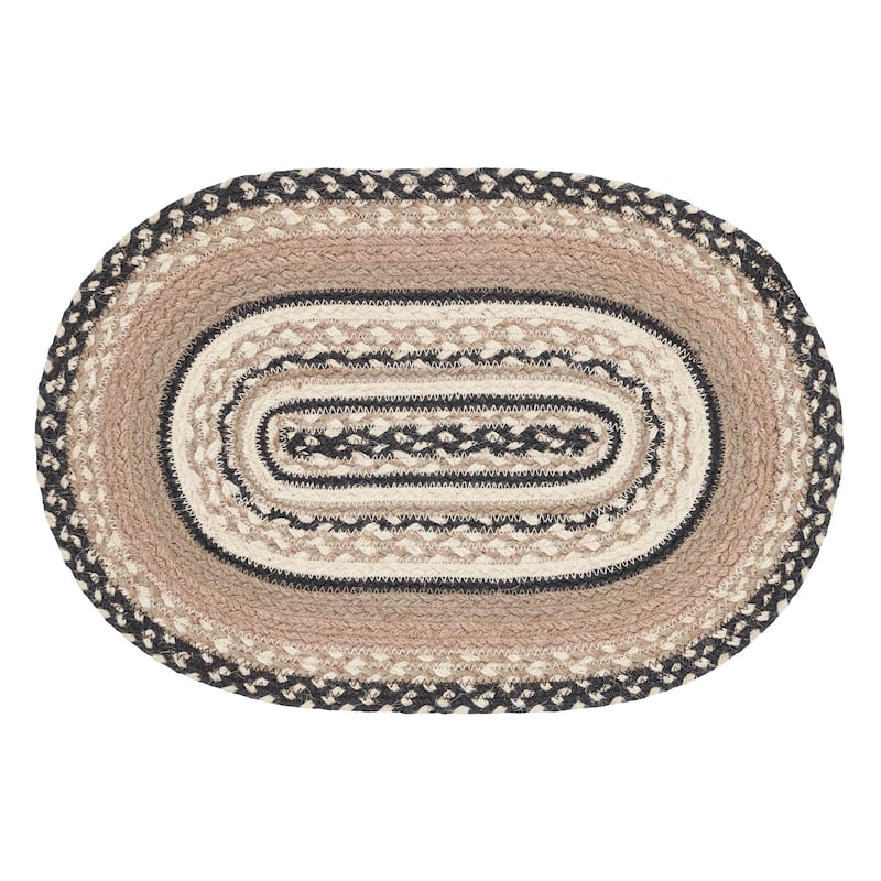Sawyer Mill Charcoal Creme Jute Oval Placemat 12x18