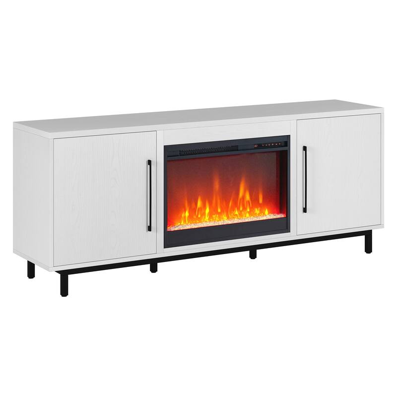 Julian Rectangular TV Stand with Crystal Fireplace for TV's up to 75"