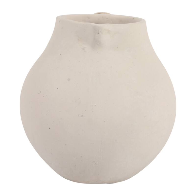 Pottery Vase with Woven Rattan Handle - Tall Flower Vase