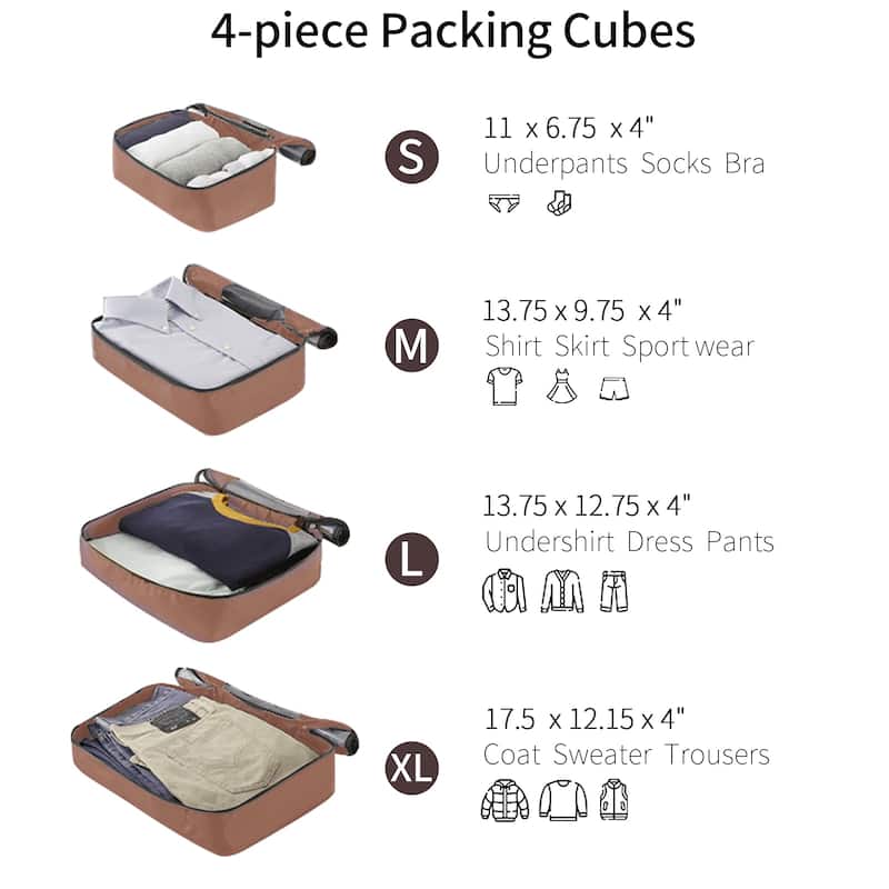 4 Piece Hard Shell Carry on Lightweight Expandable Travel Luggage with 4 Packing Cubes, TSA Lock and Spinner Wheels
