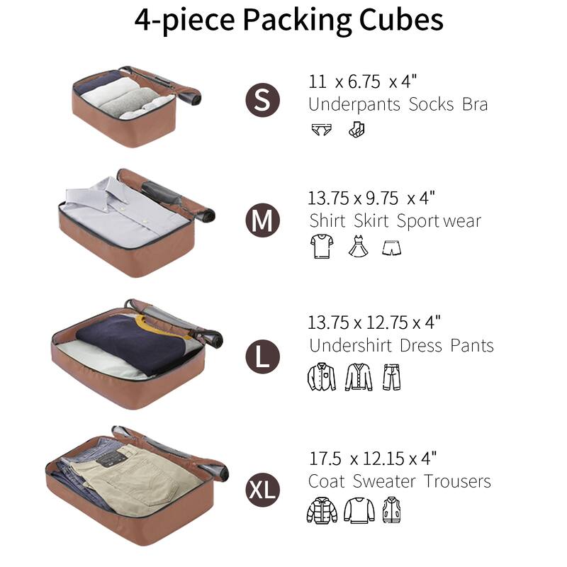 4 Piece Luggage Set Suitcase Set, Hardshell Lightweight Expandable Travel Luggage w/ 4 Packing Cubes, TSA Lock, Spinner Wheels