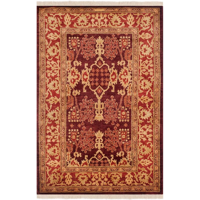 SAFAVIEH Couture Hand-knotted Peshawar Mariliis Traditional Oriental Vegetable Dye - 9' x 12' - Burgundy/Bronze - Rectangle