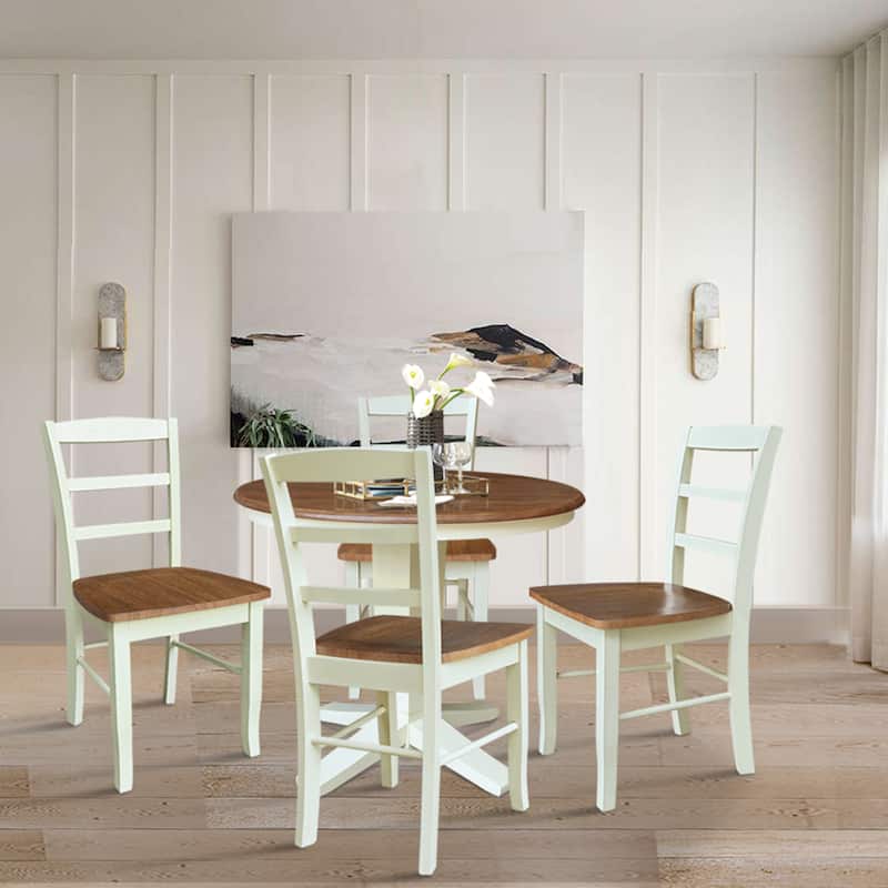 36 in Solid Wood Round Top Pedestal Dining Table with Dining Chairs