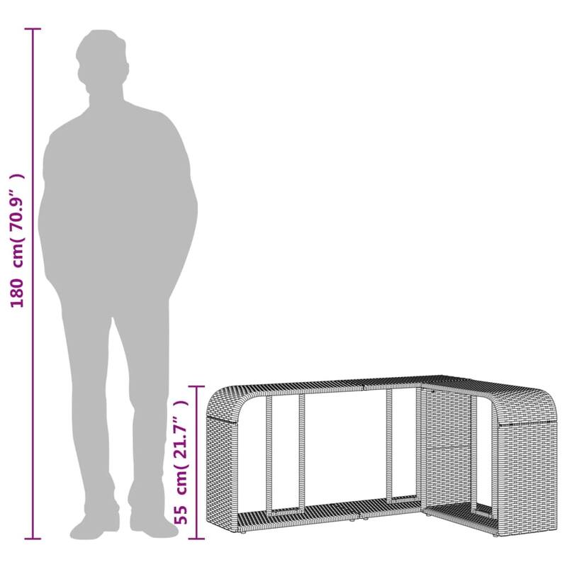vidaXL Storage Shelves Modular Shelving Unit Outdoor Furniture 2 Pcs Poly Rattan - 10.6 x 44.1 x 21.7