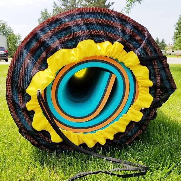 Aqua Lily Pad 14 Ft Maui Floating Foam Island Mat Bundle with Nylon Storage Bag 24 Bed Bath