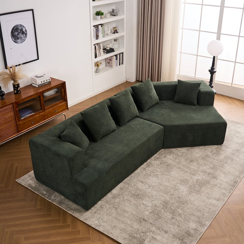 Deep Seat Modern Memory Foam Sofa with Chenille Fabric