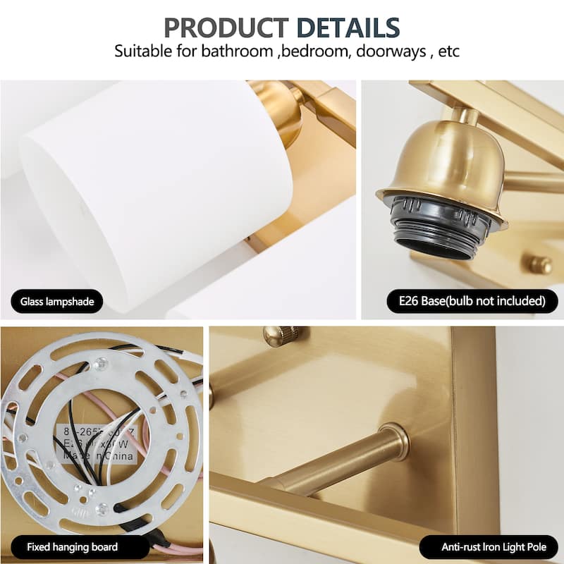 6-Light 38" Brushed Gold Bathroom Vanity - Wall Sconce for Bedroom, Living