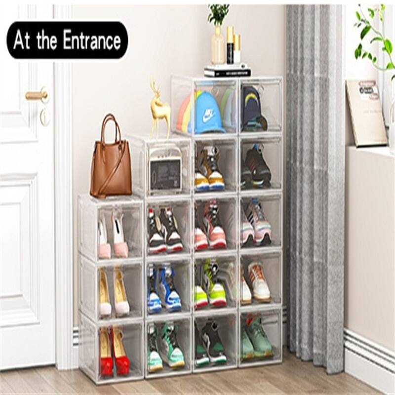 Clear Shoe Storage Organizer with Magnetic Door