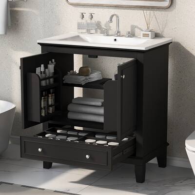 30" Bathroom Vanity with Sink Combo, Multi-functional Bathroom Cabinet with Doors and Drawer