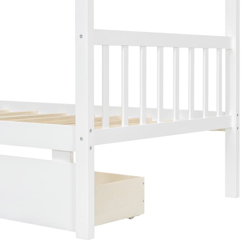 Platform Bed for Kids House Bed with Storage Drawers and Headboard