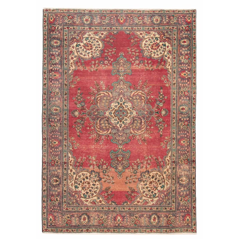 ECARPETGALLERY Hand-knotted Antalya Vintage Red Wool Rug - 6'4 x 9'5 - Red - 6'4 x 9'5