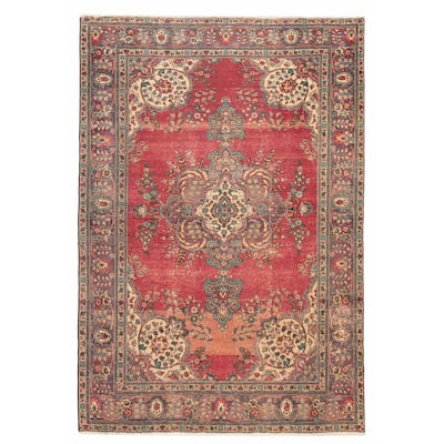 ECARPETGALLERY Hand-knotted Antalya Vintage Red Wool Rug - 6'4 x 9'5