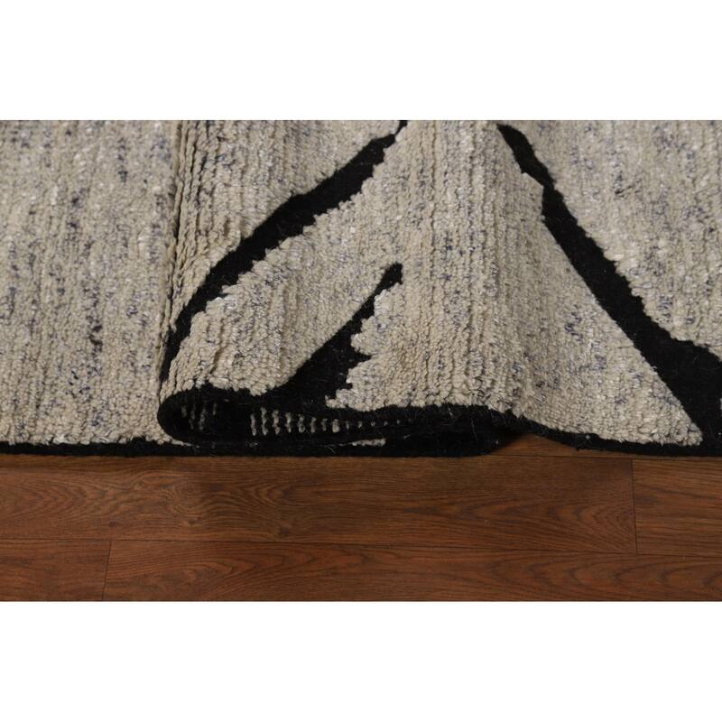 Hand Knotted Oriental 100% Wool Carpet Modern All-Over Beige & Ivories Moroccan Area Rug - 8' 0'' X 5' 2''