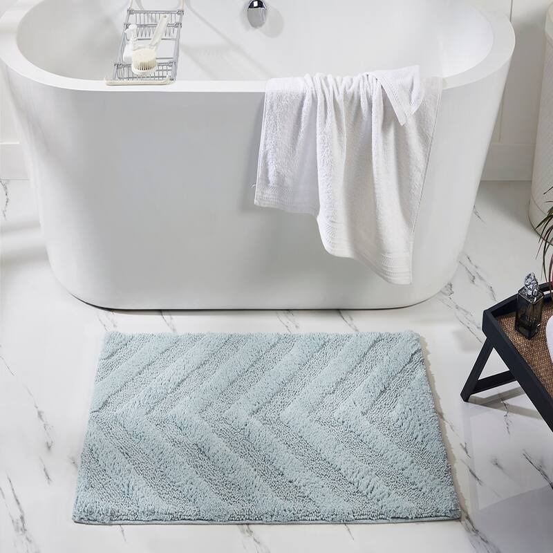Better Trends Bathroom Rug Set 100% Cotton Tufted Water Absorbent Bath Rug for Shower, Sink Mats Machine Wash Hugo Collection