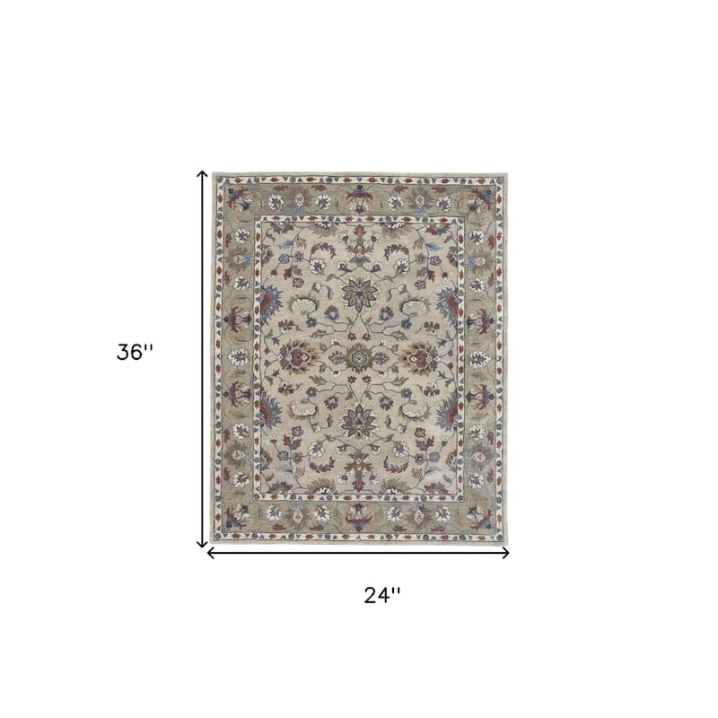 Vejiy Hand Tufted Floral Traditional Stain Resistant Durable Area Rug By HomeRoots - 2' x 3'