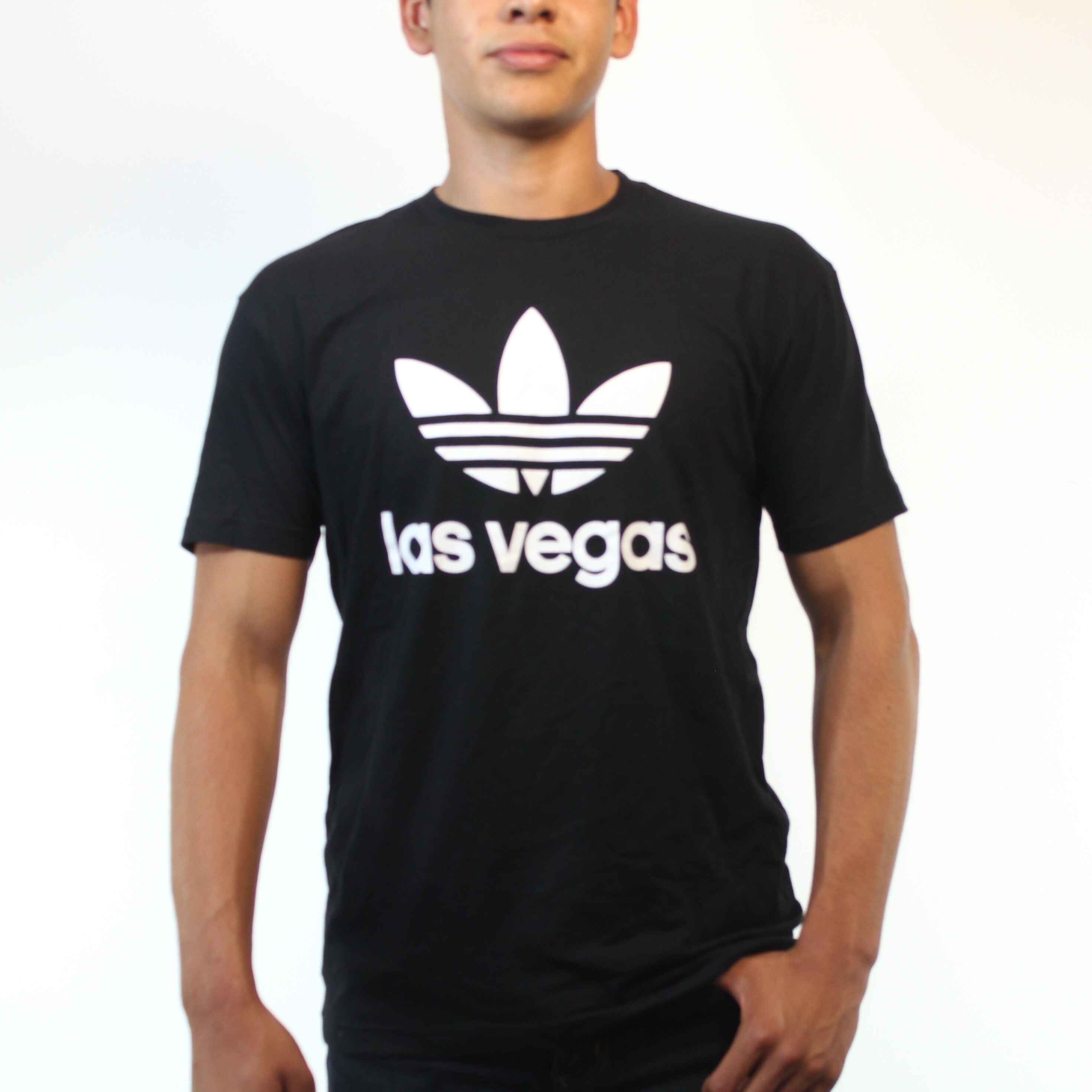 Shop Adidas Las Vegas Originals Trefoil Men S Black T Shirt White